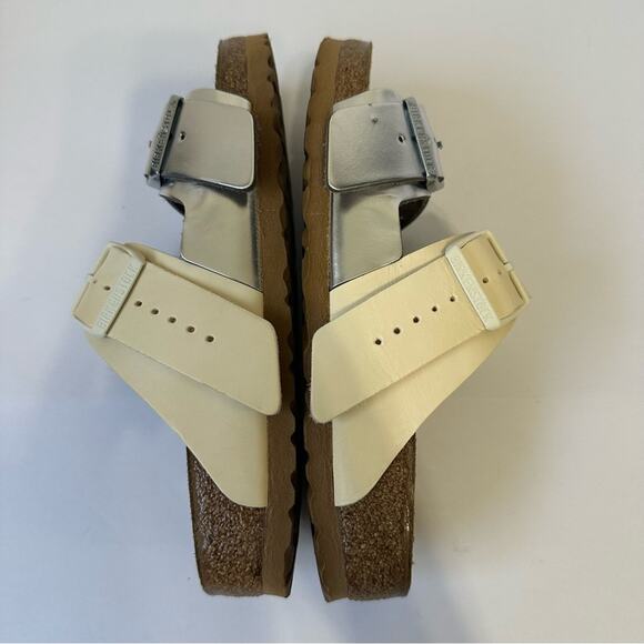 Birkenstock x Rick Owens Arizona Leather Slides Sandal EU 38 US 7 Milk / Silver - Picture 3 of 13